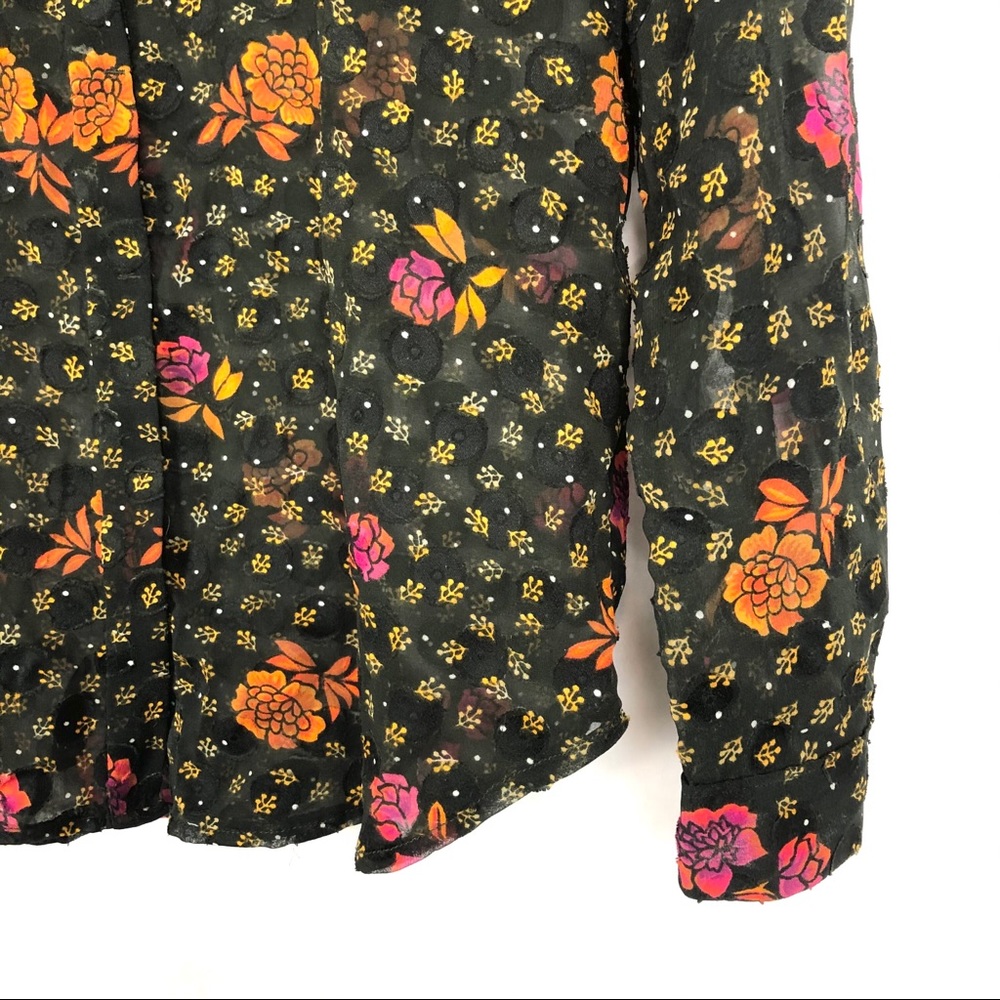 Loft Sheer Floral Button Collared Petite Blouse - image 5